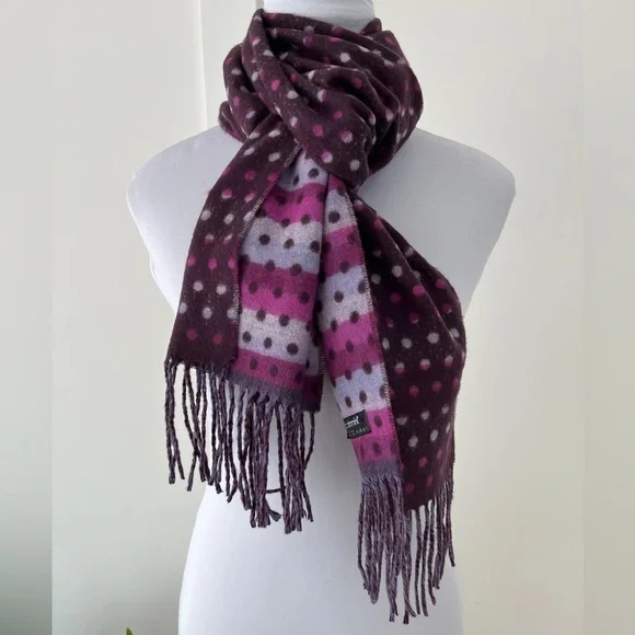 CASHMINK Winter Scarf Oblong Polka Dot Reversible Colourful Fringe Cozy Soft - Picture 5 of 11